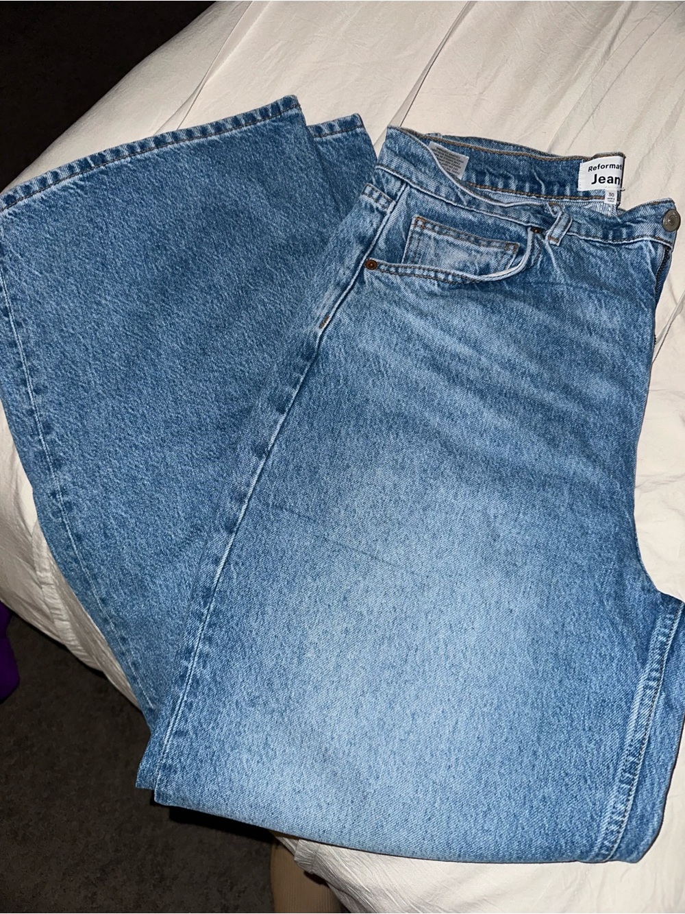Reformation Classic Light Blue Wide Leg Denim Jeans